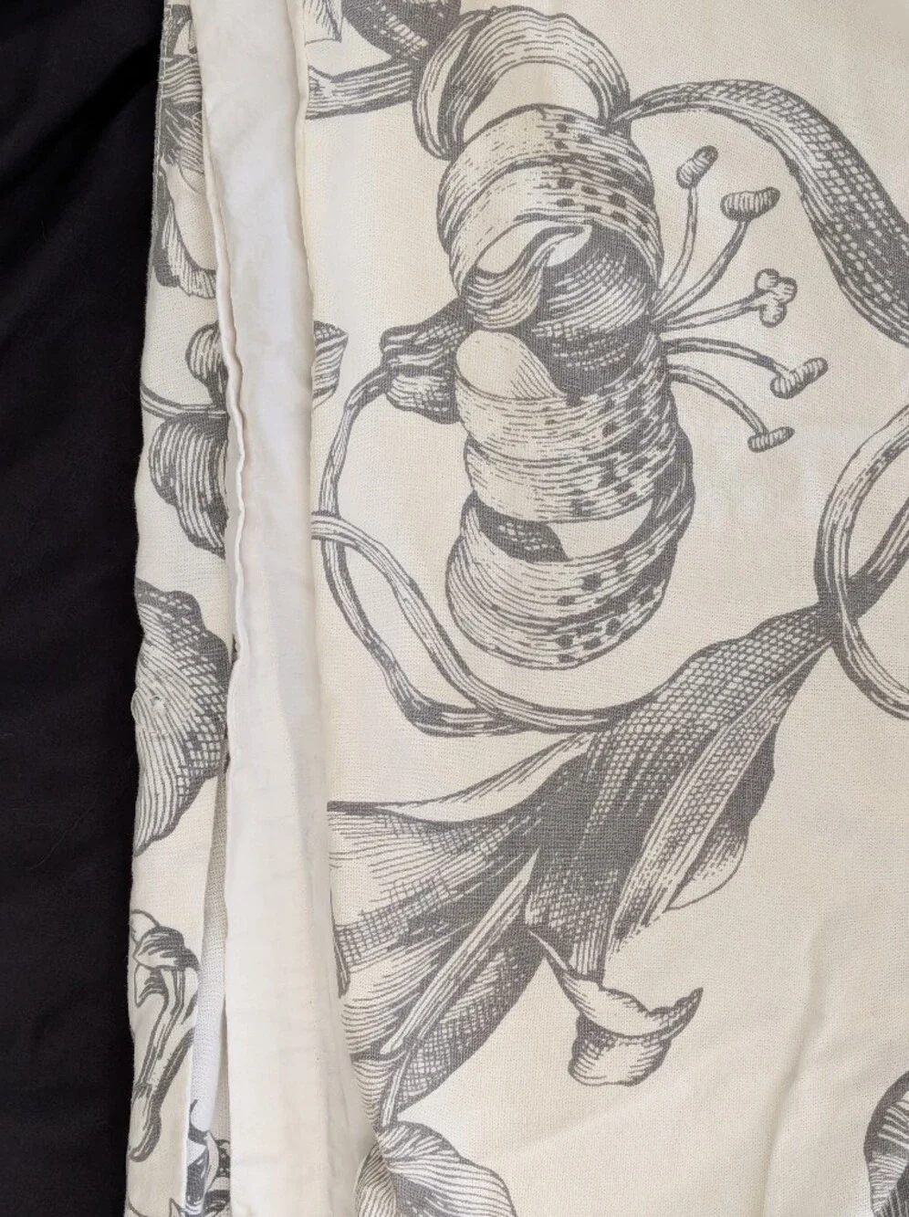 Pottery Barn Full/ Queen Duvet & Euro Sham Set Botanical White Gray Floral Pippa